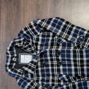 Aeropostale Womans XS/TP Blue, White and Black Plaid Fleece Jacket